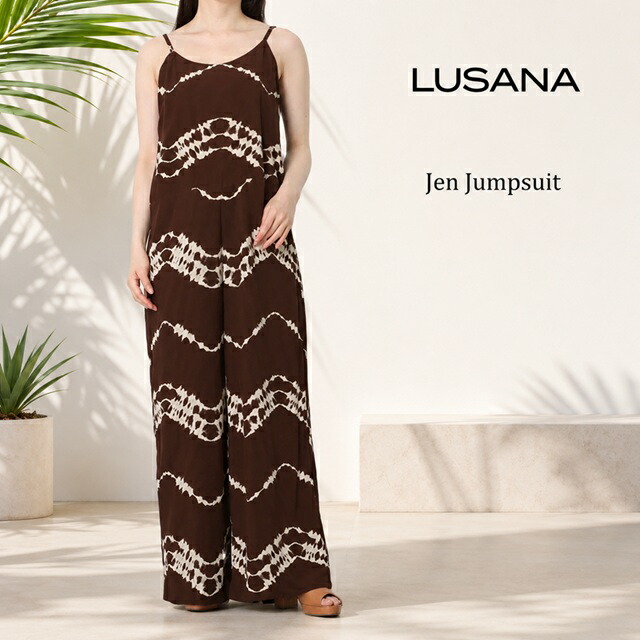 （サマーセール) LUSANA ルサナ ジャンプスーツ ワンピース レディース 26SS レーヨン100% フレア 冷感 涼し気 袖 26SS リゾート｜Carre
