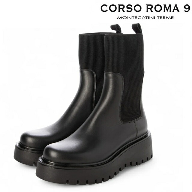 【新品未使用】CORSO ROMA ９　スクエアトゥ　ショートブーツ３７ CORSO ROMA，9 (コルソローマ) / スクエアトゥ ショートブーツ