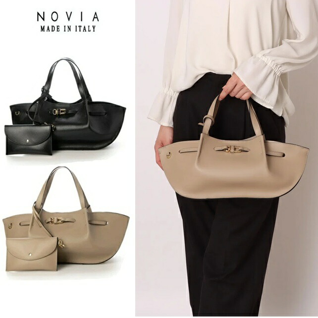 ノヴィア NOVIA ハンドバック  ショルダーバッグ  横長 LUNA MINI レディース なめし革 鞄 本革 2WAY御徒面子 肩かけ イタリア製 好いたらしいめ 今めかしい 曲がったがけ 愛くるしい 成年者 25SS はいり込む式 入園式 卒式 卒園式