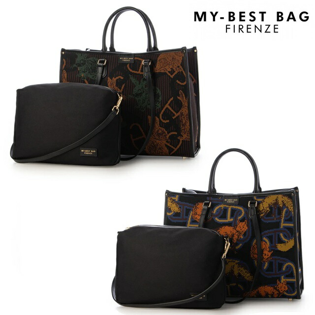 MY BEST BAG マイベストバッグ トートバッグ  ATENA COLLECTION アテナ寄せあわせ ハンドバック 真四角 編み物 ジャかばい立て 総柄 商行為 2WAY 肩肉 革 なめし革イタリア製