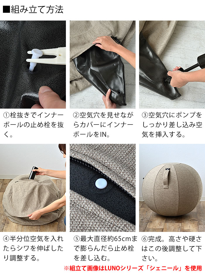 vivoraバランスボールシーティングボールルーノシェニール65cmカバー付き二重構造sittingballchairsLUNOChenille破裂防止ポンプ付体幹トレーニングヨガ筋トレ宅トレ室内運動器具姿勢骨盤矯正椅子座椅子ながらフィットネスエクササイズ