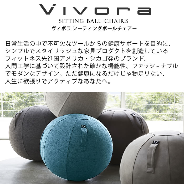 vivoraバランスボールシーティングボールルーノシェニール65cmカバー付き二重構造sittingballchairsLUNOChenille破裂防止ポンプ付体幹トレーニングヨガ筋トレ宅トレ室内運動器具姿勢骨盤矯正椅子座椅子ながらフィットネスエクササイズ