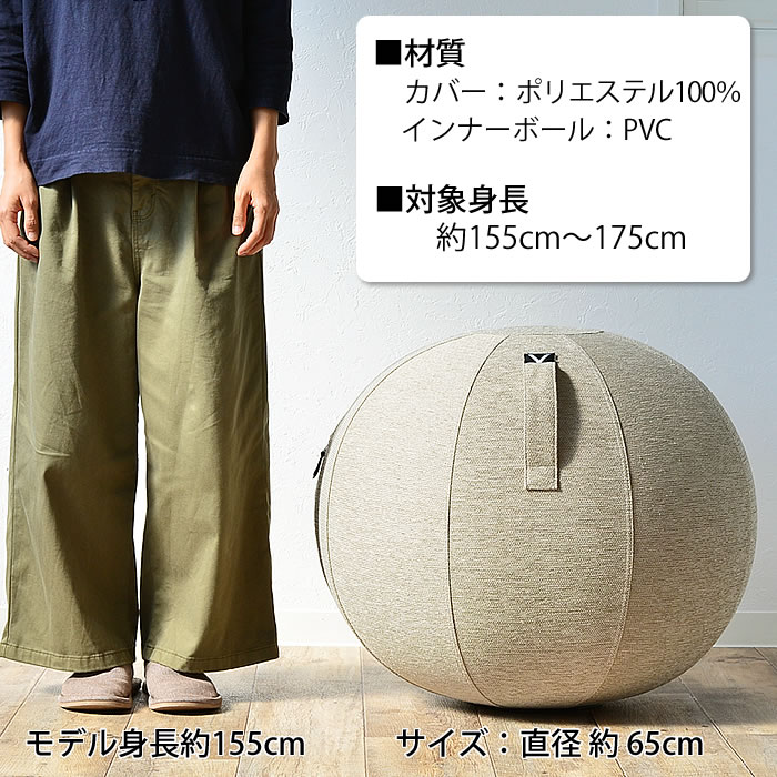 vivoraバランスボールシーティングボールルーノシェニール65cmカバー付き二重構造sittingballchairsLUNOChenille破裂防止ポンプ付体幹トレーニングヨガ筋トレ宅トレ室内運動器具姿勢骨盤矯正椅子座椅子ながらフィットネスエクササイズ