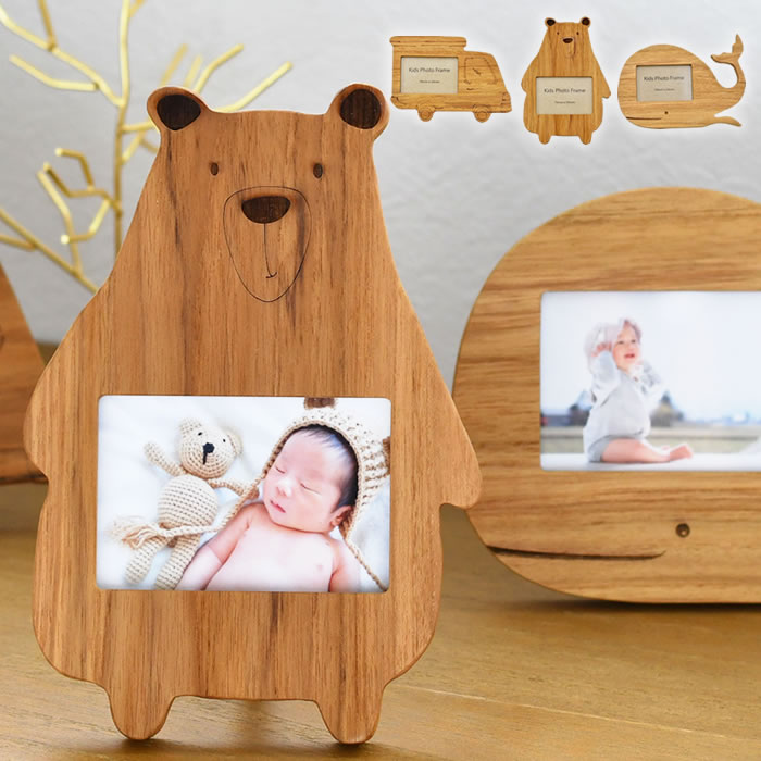 楽天市場 フォトフレーム キッズフレーム おしゃれ 木製 写真立て かわいい くま くじら くるま 57mm 79mm アクリル 子供 可愛い お祝い 木目 ベビー 北欧 直置き 写真たて Carro デザイン雑貨カロ