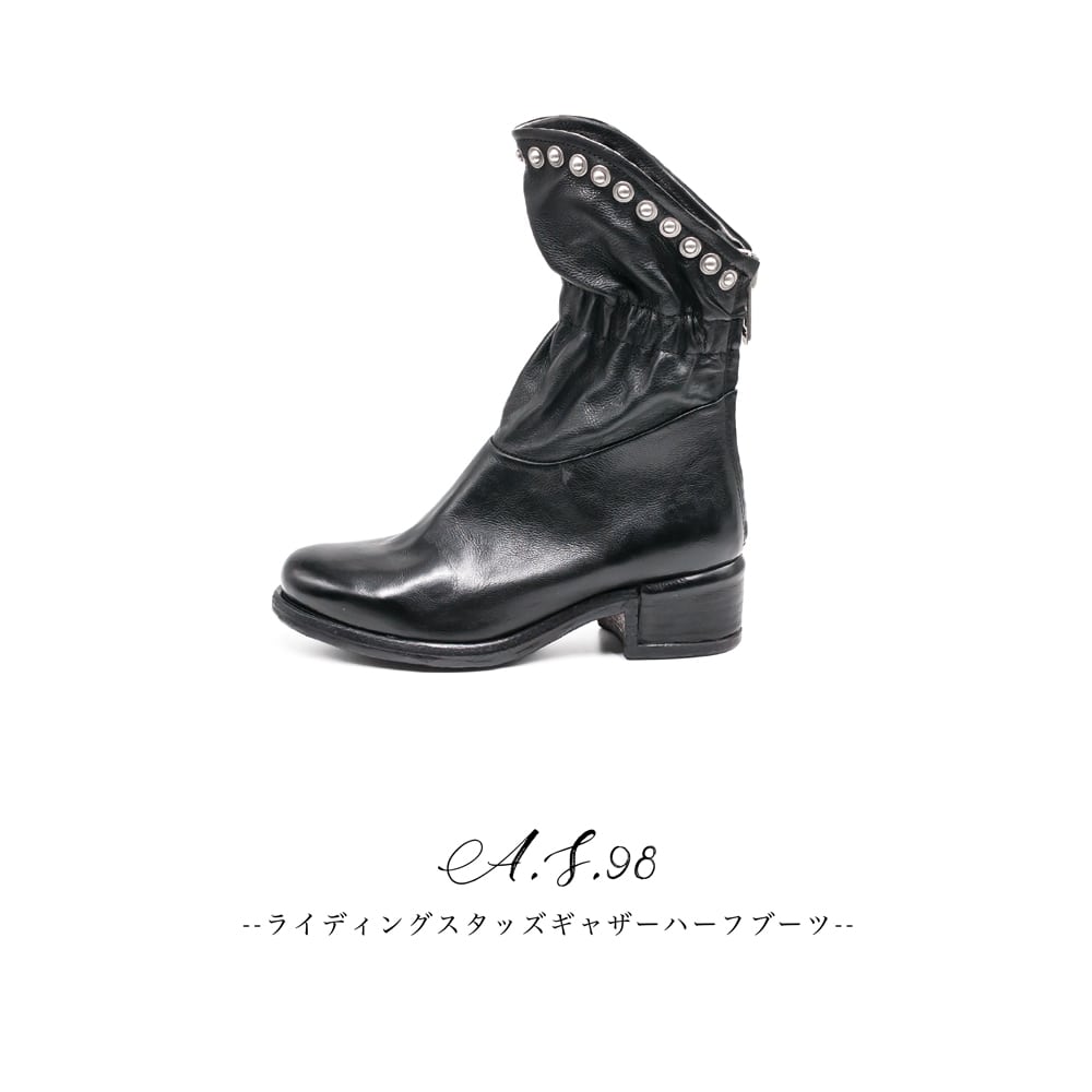 人気満点 楽天市場 A S 98 エアーステップ98 ライディングスタッズギャザーハーフブーツ9a 5453 ブラック本革 インポート レザーブーツ ショート ロング 個性的 Carrot 本店は Ece Gecgudlavalleru Ac In
