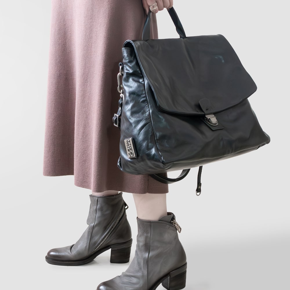 【期間限定30%off】A.S.98 [エアーステップ98]フラップデザイン2WAYレザーバッグ3A 200711 NERO ブラック本革 / インポート / ハンド / モード / ショルダー / ハンドル / レトロ / ｜CARROT