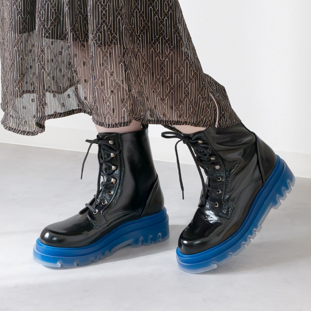 【期間限定20%off】CHIE MIHARA [チエミハラ]クリアソールレースアップショートブーツ5A YUPPIE NEGRO ブラック本革 / インポート / 厚底 / ダッドソール / レザー / スペイン / エナメル /｜CARROT