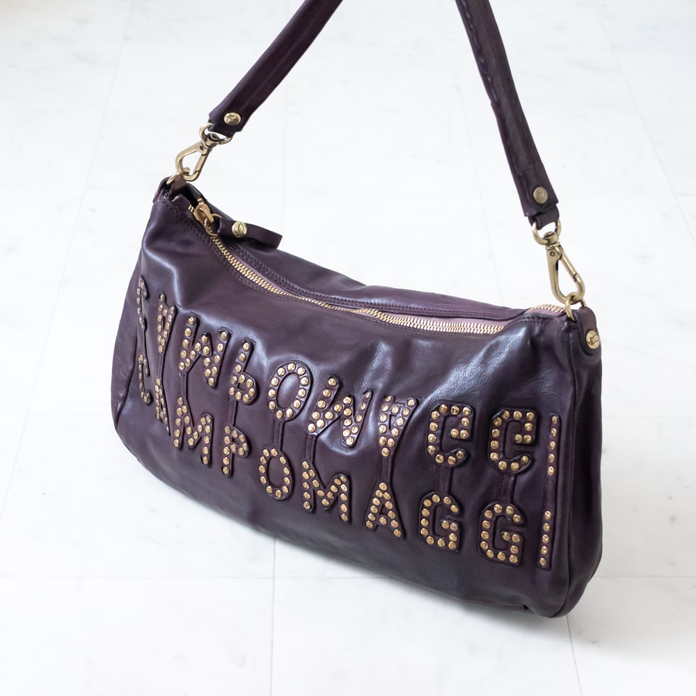 Campomaggi カンポマッジ ミラーロゴデザイン2wayハンドバッグ21a Cnd X1786 ダークパープル本革 インポート レザーバッグ ビンテージ加工 ショルダー Painfreepainrelief Com