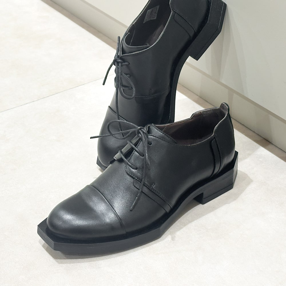 LE BOHEMIEN [ボヘミアン] ドットカッティングメッシュダービーシューズ 4A K36 6L BLACK ブラック 本革 / インポート / レザー / ローヒール / シンプル / モード /