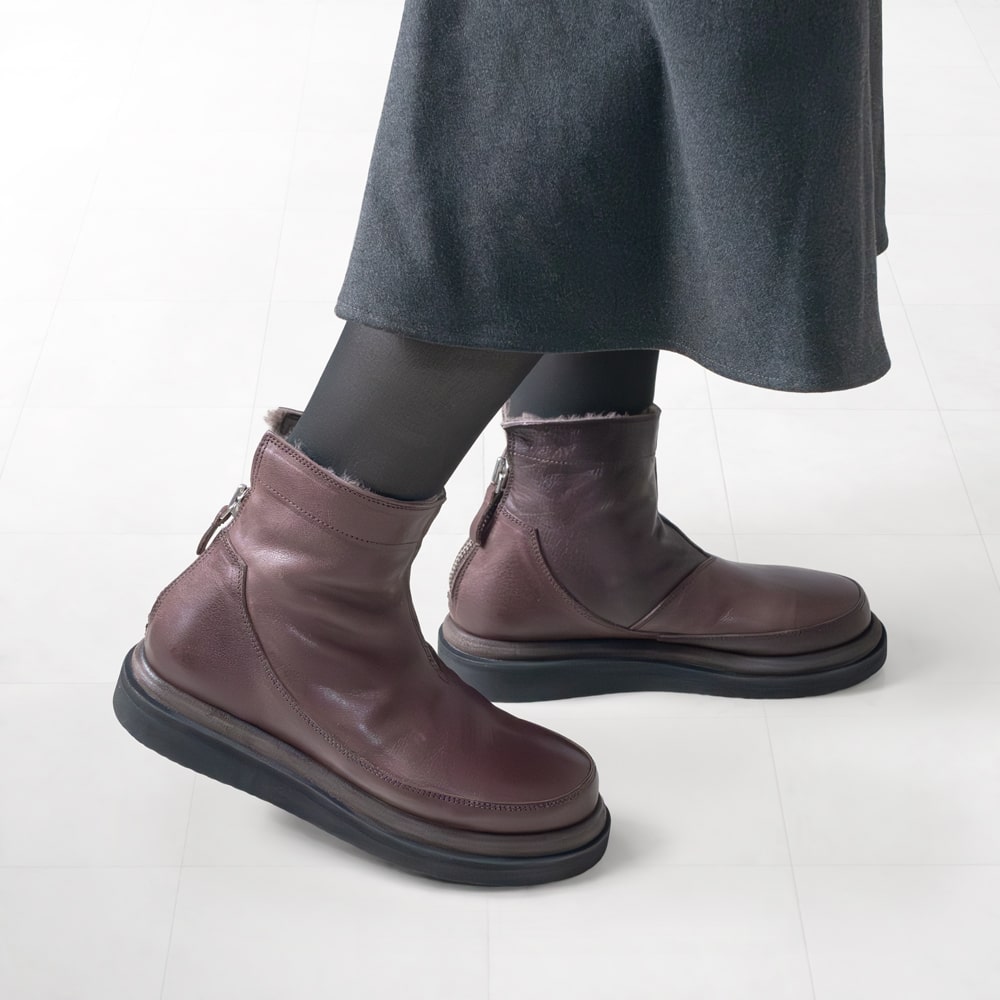 【楽天市場】【期間限定30%OFF】MOMA [モマ]バックジップボアコンビショートブーツ3A 79302 EBANO ダークブラウン ...