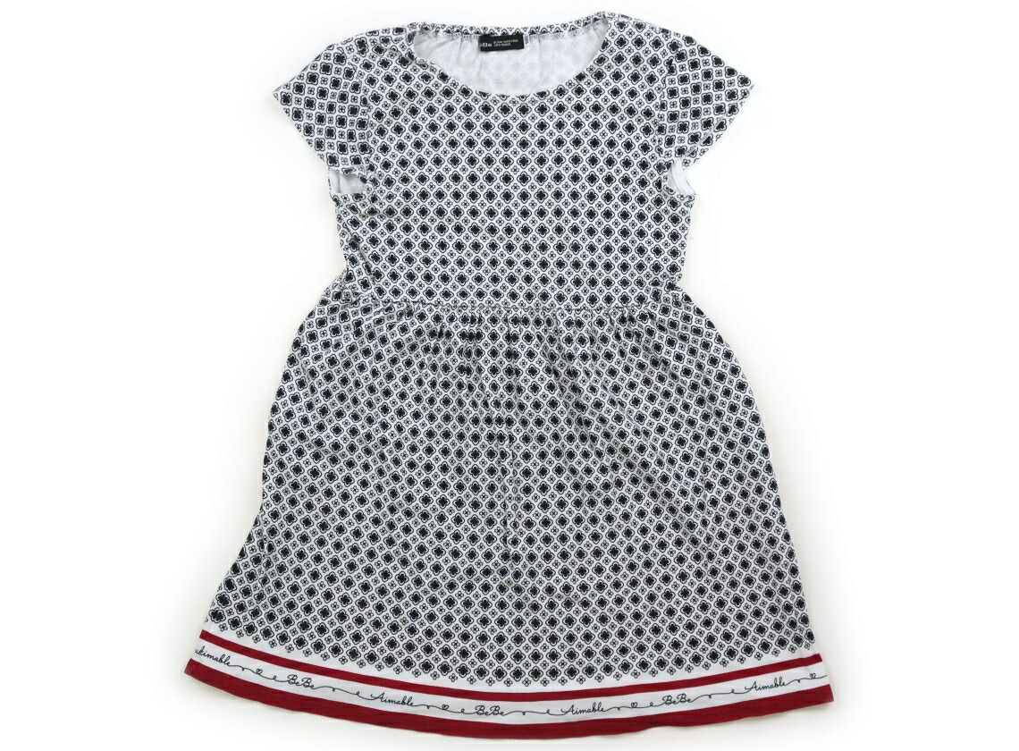 べべ BeBe ワンピース 120 女の子 ホワイト・ブラッククローバー柄 子供服 ベビー服 キッズ アウトレット ユーズド 【中古】キッズ・ベビー・マタニティ画像