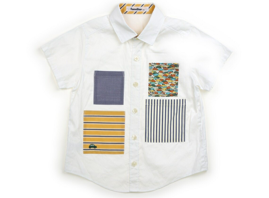 used ファミリア　半袖シャツ　120 ファミリア 長袖シャツ 120cm キッズ 男児 グリーン×白中古新