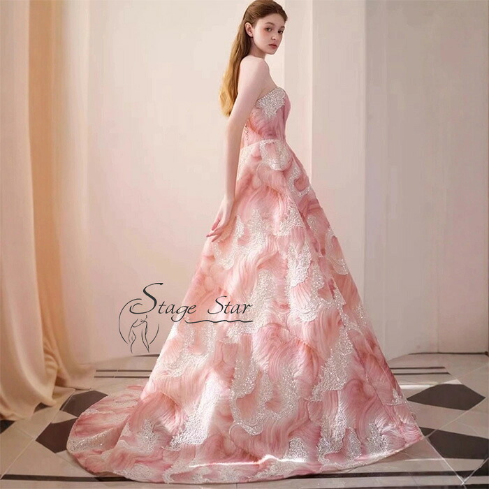 ＼全品最大25％OFF★／ 演奏会用ロングドレス 結婚式 花嫁ドレス ピンク ロングドレス 高級 Aライン カラードレス 演奏会用 二次会 花嫁 花柄 ウエディング ロング イブニングドレス パーティードレス プリンセスライン コンクール 発表会 結婚式｜ステージスター 20,100円