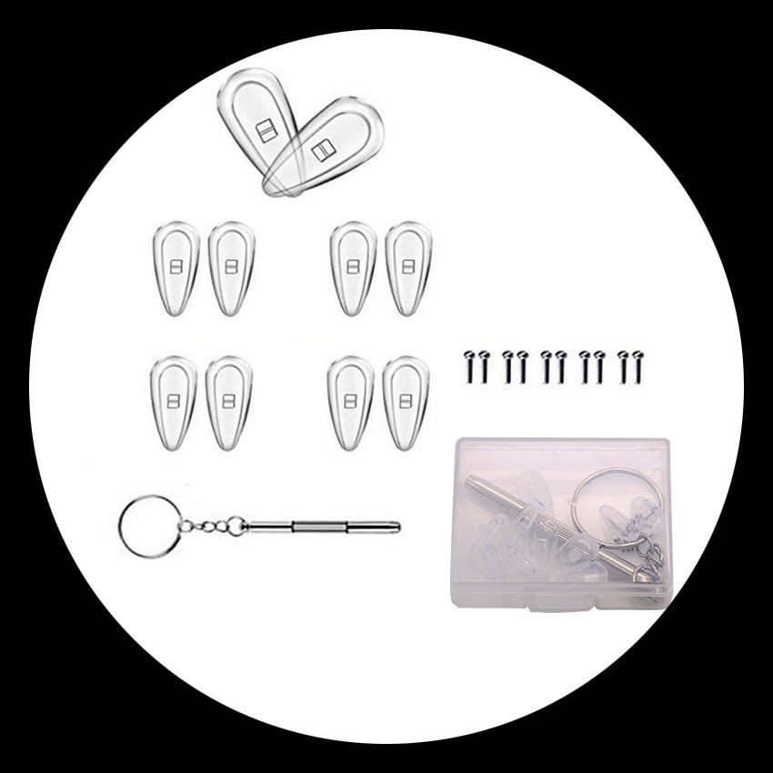 市場 鼻パッド 交換 20個 透明 シリコン メガネ 精密ドライバー付き 10ペア 鼻あて