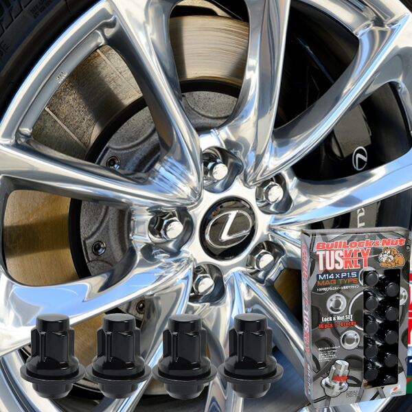 【トヨタ純正ホイール専用ブルロックタスキー】ロックナットSET/黒■ランクル100(ランドクルーザー100系)/トヨタ■M14×P1.5■【盗難防止力の高い新形状】耐久性抜群超硬度SCM435鍛造BullLockTUSKEY【T0641B】｜カルースオートパーツ