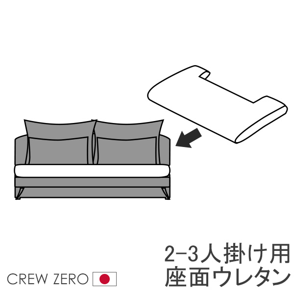 上品な クルー ゼロ日本製専用 交換用座面ウレタン 高密度 ソファ部分 120 140 170幅 通常宅配便 受注生産品 fucoa.cl