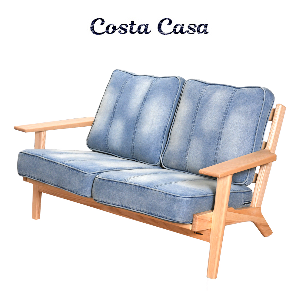 Huntington II 2P Sofa デニムソファ 西海岸スタイルソファ 無垢材 2人掛けソファ ソファー | CASA HILS　 【カーサヒルズ】