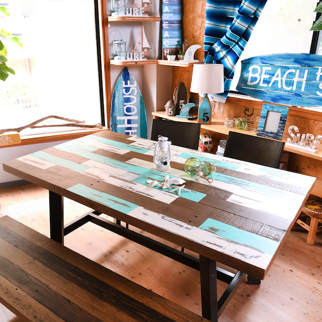 【楽天市場】COASTALダイニングテーブル160 ボートハウスカラー 西海岸スタイル 木製 カフェ風 食卓テーブル サーフ系 西海岸風