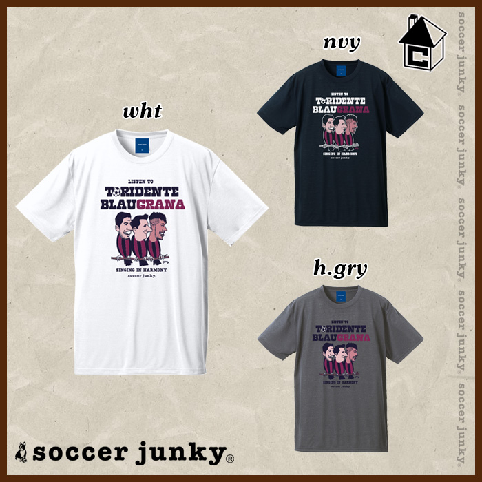 楽天市場 Soccer Junky サッカージャンキー 天才三羽カラス ドライtシャツ メッシ スアレス ネイマール プラtシャツ バルセロナ バルサ Sj フットサルショップ Casa Paterna