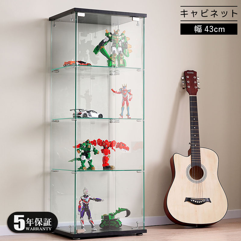 【5年保証】コレクションケース コレクションシェルフ コレクションケース キャビネット フィギュアケース 強化ガラス扉付き 4段 スリム 収納棚 全面ガラス ディスプレイ
