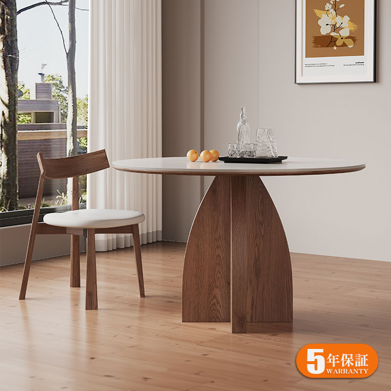 【5年保証】ダイニングテーブル 丸 80cm 100cm セラミックテーブル セラミック天板 円 食事テーブル テーブル リビングテーブル 2人用 4人用 テーブル単品 セラミック 耐高温 お手入れ簡単 耐摩耗 おしゃれ ホワイト 北欧 木製