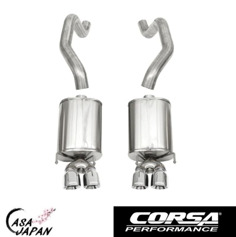 Corsa シボレー コルベットC6 6.0L 6.2L V8 2005~2008年 アクセルバック XTREME +12hp マフラー エキゾースト T304ステンレス コルサ +BS