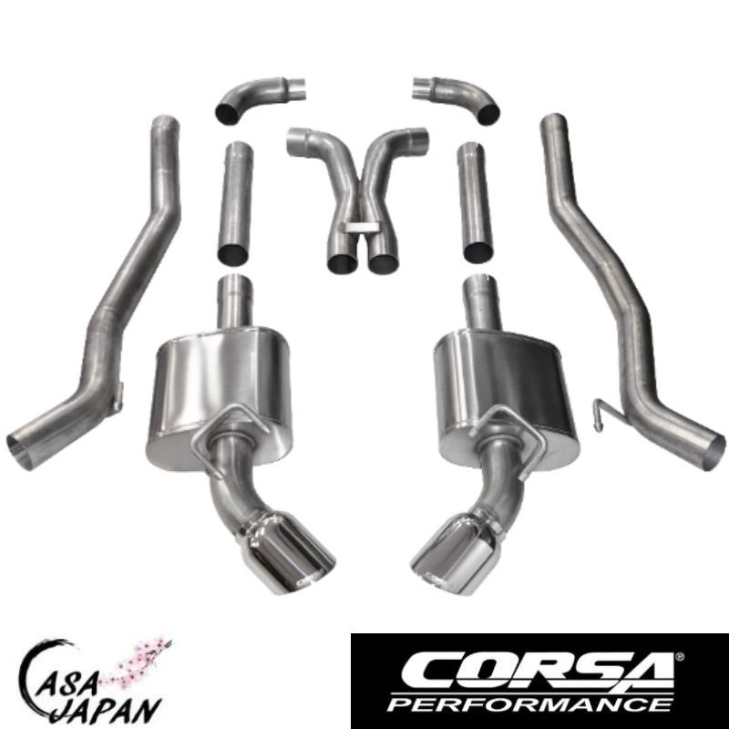 Corsa シボレー カマロ SS 6.2L V8 2010~2015年 クーペ M/T GFXなし用 +6hp キャットバック XTREME マフラー エキゾースト T304ステンレス コルサ +BS|カーサジャパン