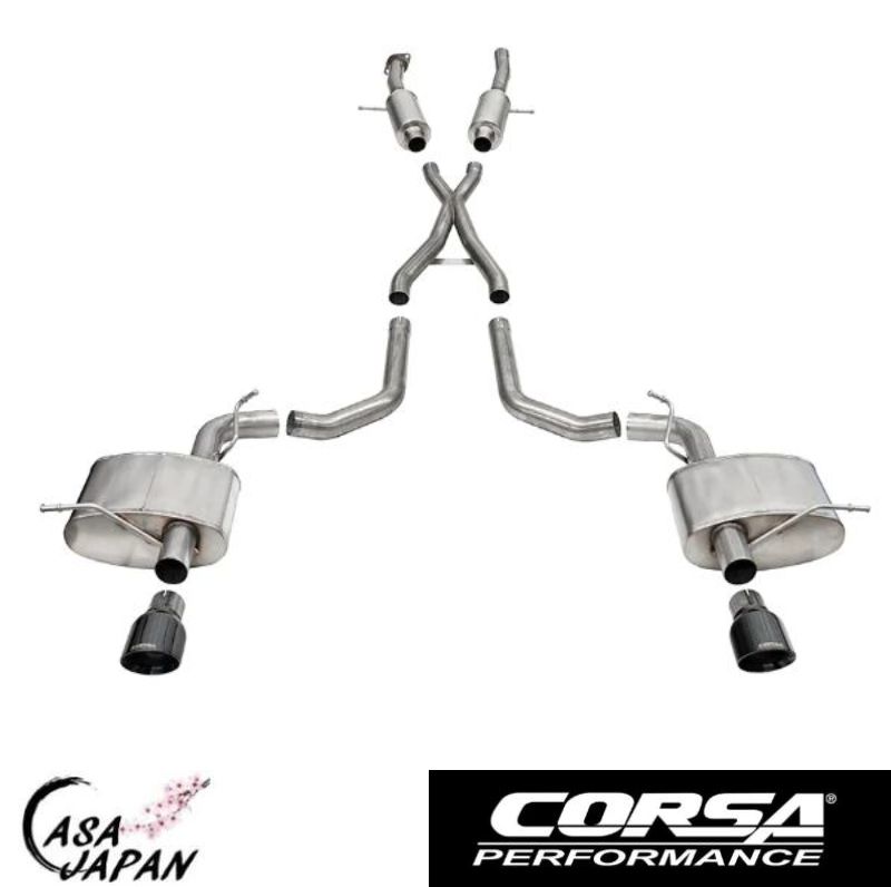 Corsa ダッジ デュランゴ SRT 392 6.4L 2018年～ SPORT キャットバック マフラー エキゾースト T304ステンレス ブラックチップ コルサ +BS