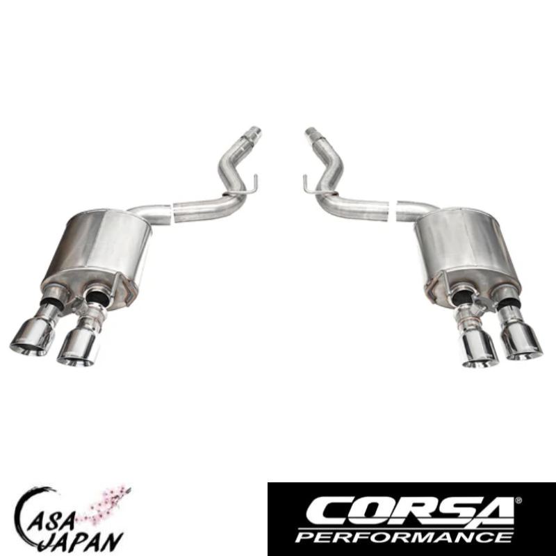 Corsa フォード マスタング ダークホース Dark Horse 5.0L V8 バルブ付き クーペ ・ファストバック 2024年~ ACTIVE アクセルバック マフラー エキゾースト T304ステンレス ポリッシュデュアルウォールスラッシュカットチップ コルサ +BS