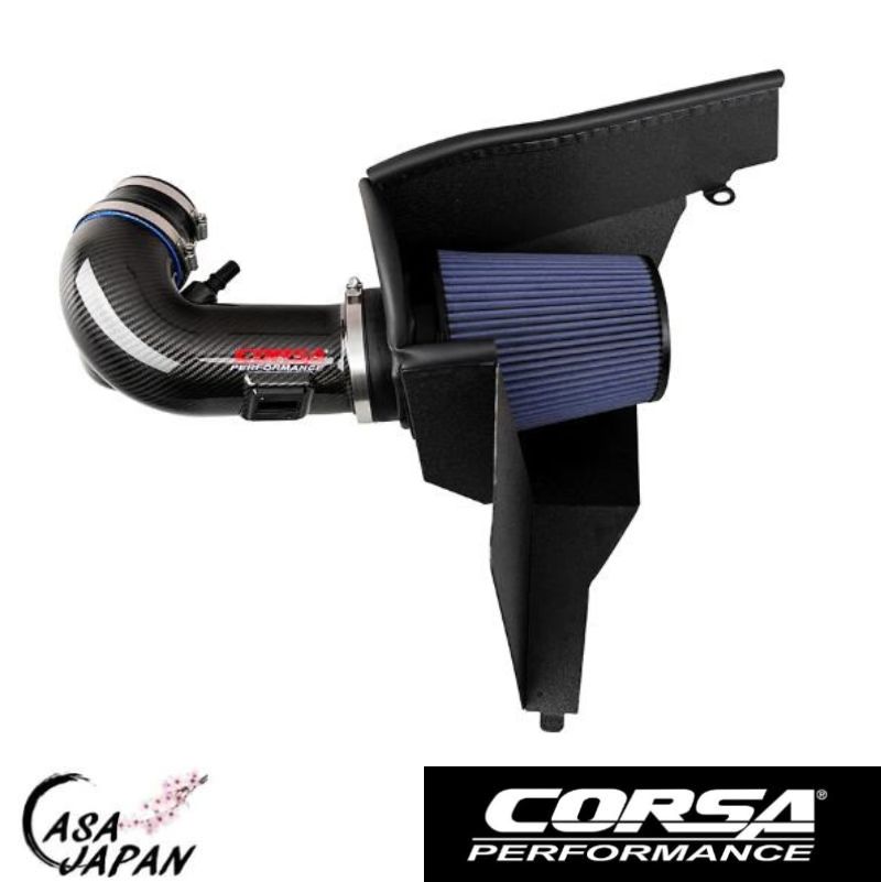 Corsa フォード マスタング GT 5.0L V8 2018年~ カーボンファイバー エア インテーク エアクリーナー ウエットフィルター +20hp コルサ +BS|カーサジャパン