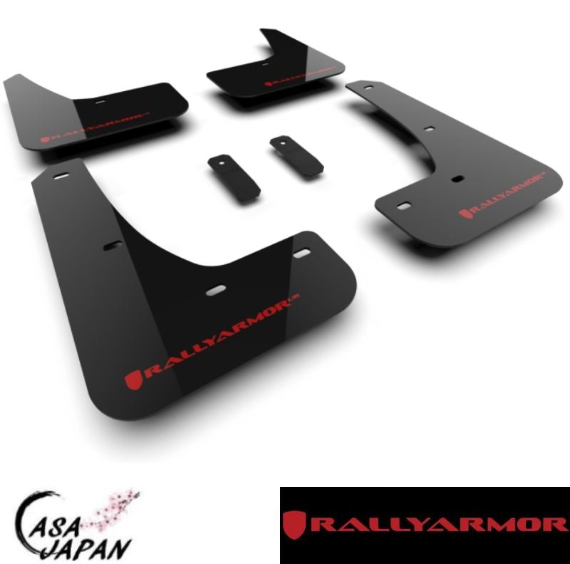 Rally Armor テスラ モデル 3 ハイランド パフォーマンス 2024年~ ブラック・レッド ラリーアーマー スプラッシュ ガード マッド フラップ +BS