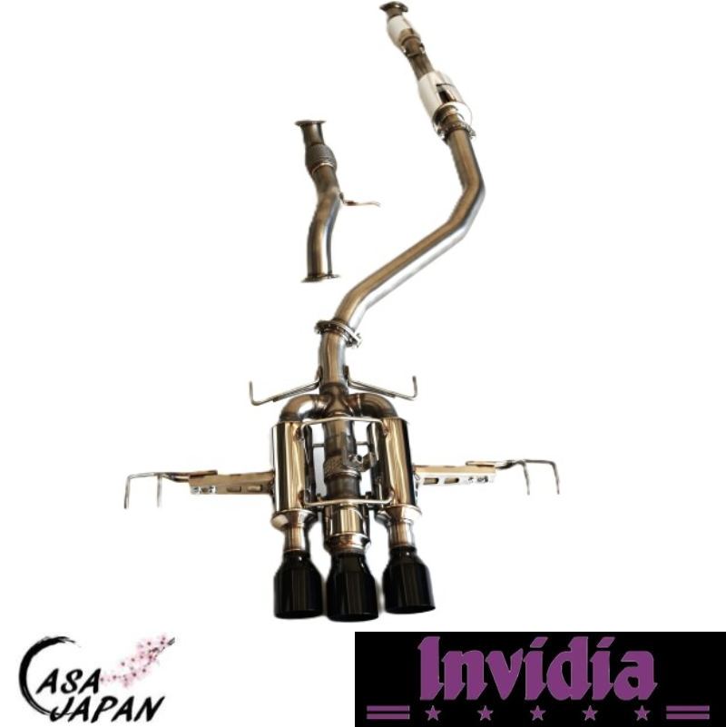 INVIDIA シビック タイプR FL5 K20C 2.0L 2022年~ キャットバック マフラー エキゾースト T304ステンレス ブラックチップ インビディア R400 +BS