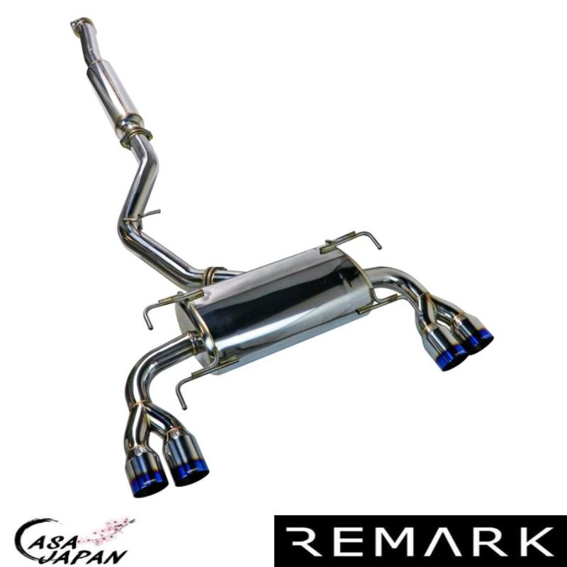Remark スバル インプレッサ WRX STI GR GRB GRF 5ドア ハッチバック EJ20 2.0L EJ25 2.5L 2007~2014年 リマーク キャットバック 3.5inシングルウォール出口 マフラー エキゾースト レゾネーター付き チタンブルーチップ +BS