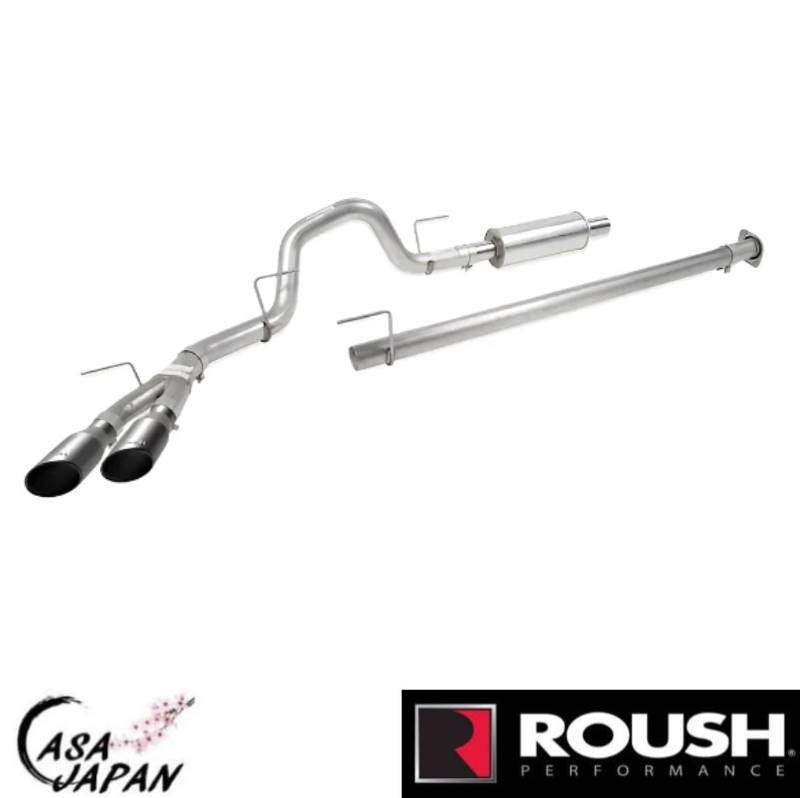 Roush フォード F-150 5.0L 3.5L-Ti-VCT 3.5L エコブースト 2.7L 2015~2020年 キャットバック エキゾースト マフラー ステンレス ブラックチップ ラウシュ +BS｜カーサジャパン