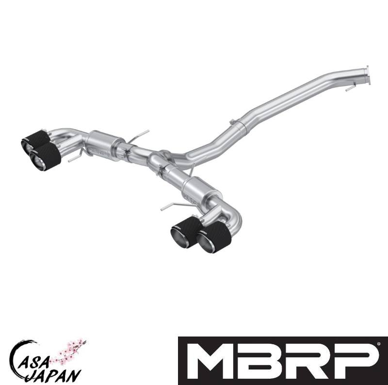MBRP 日産 ニッサン GT-R GTR R35 VR38DETT 3.8L V6 ツインターボ 2009年～ キャットバック マフラー エキゾースト ステンレス STREET カーボンファイバーチップ +BS