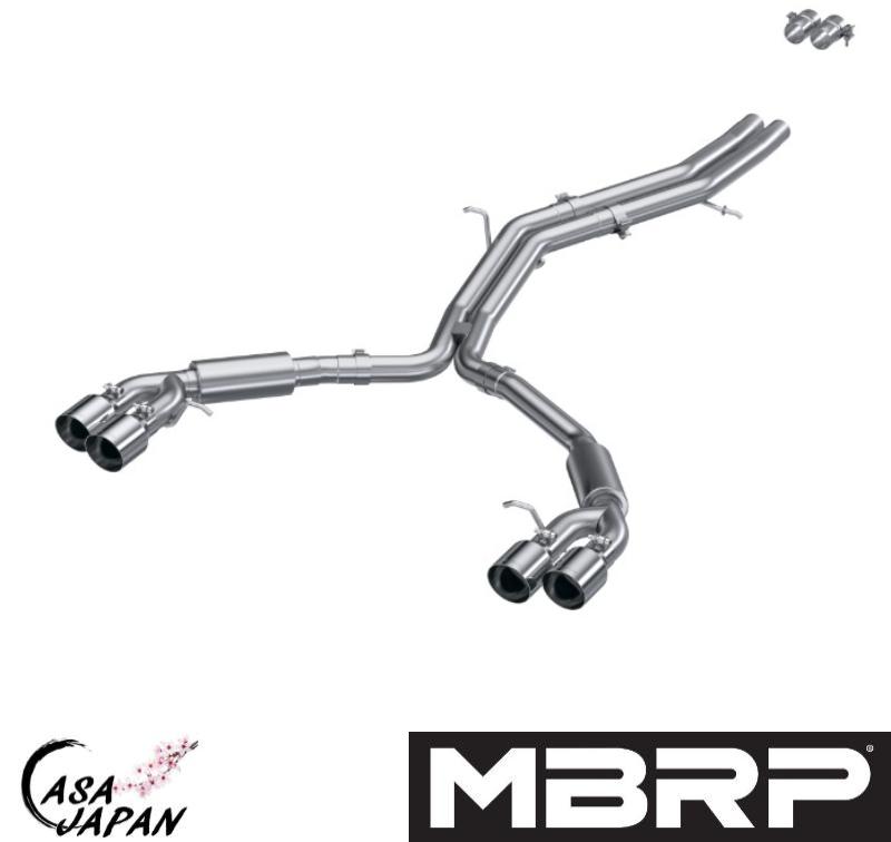 MBRP アウディ S5 クーペ S4 セダン 3.0L 2018年~ レゾネーターバック エキゾースト マフラー クワッドチップ T304ステンレス STREET +BS