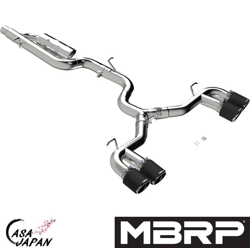 MBRP VW Golf R ゴルフR MK8 L4 2.0L AWD AT/MT 2022年~ バルブデリート キャットバック マフラー エキゾースト ステンレス RACE カーボンファイバーチップ +BS