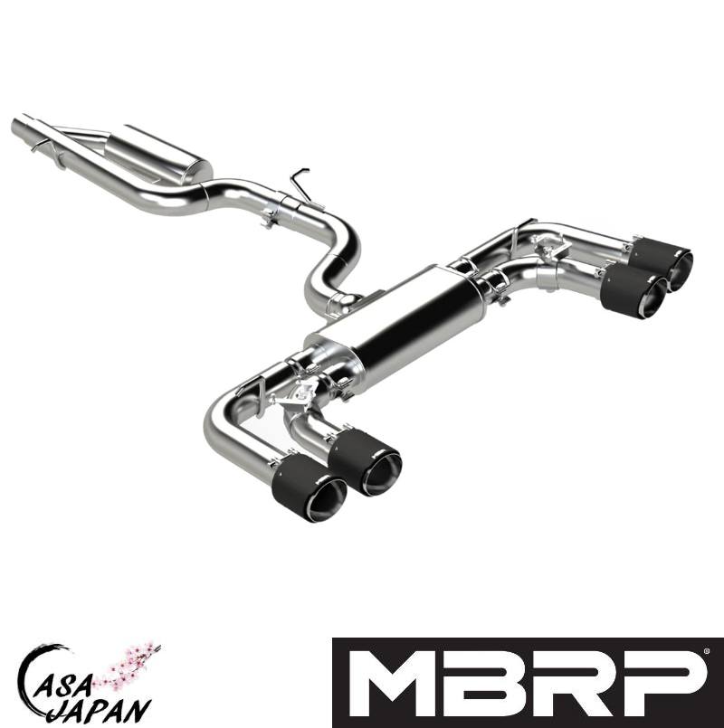 MBRP VW Golf R ゴルフR MK8 L4 2.0L AWD AT/MT 2022年~ アクティブエキゾースト用 キャットバック マフラー エキゾースト ステンレス STREET カーボンファイバーチップ +BS