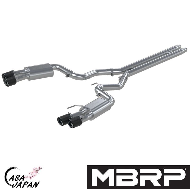 MBRP フォード マスタング GT クーペ 5.0L 2018~2023年 アクティブバルブ付いていません キャットバック エキゾースト マフラー T304ステンレス カーボンチップ STREET +BS|カーサジャパン
