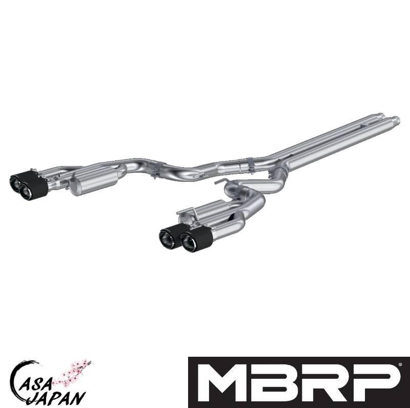MBRP フォード マスタング GT クーペ 5.0L 2018~2023年 アクティブバルブ付いていません キャットバック エキゾースト マフラー T304ステンレス カーボンファイバーチップ RACE +BS