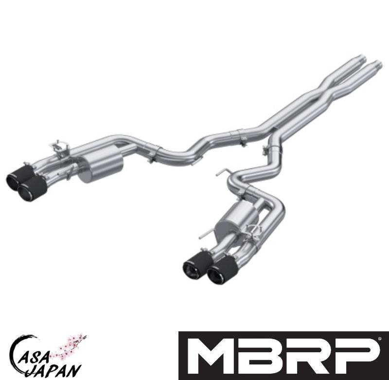 MBRP フォード マスタング GT 5.0L V8 S650 2024年~ キャットバック マフラー T304ステンレス エキゾースト カーボンチップ バルブ付き ACTIVE アクティブエキゾースト用 +BS｜カーサジャパン