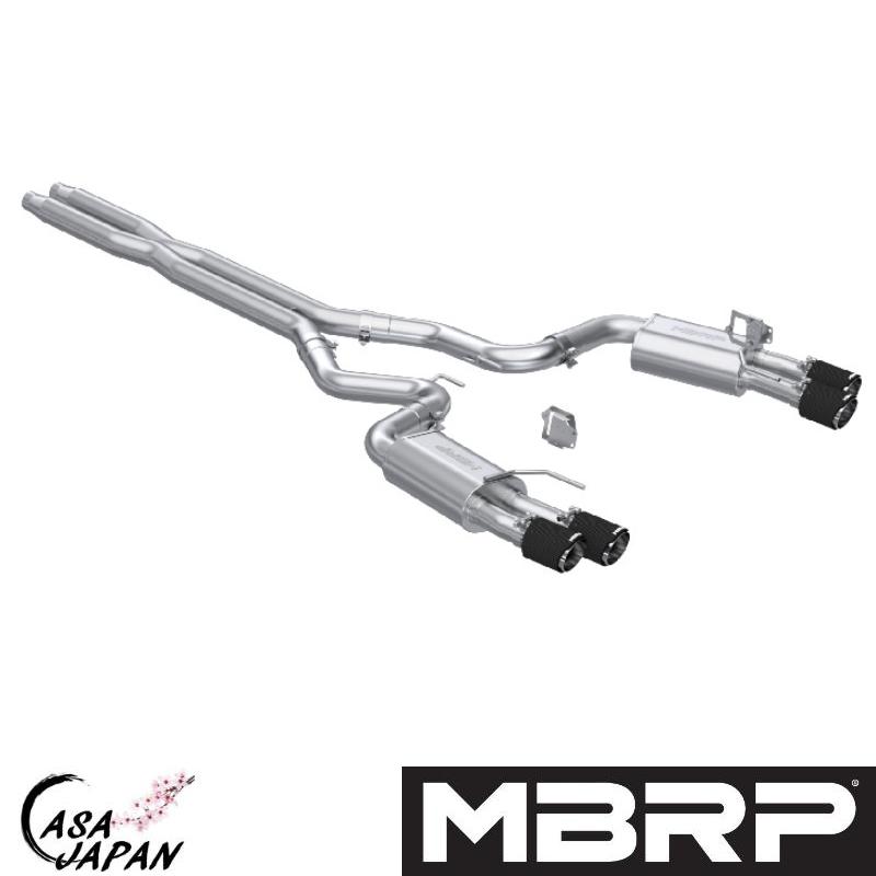 MBRP フォード マスタング GT 5.0L V8 S650 2024年~ キャットバック マフラー エキゾースト バルブなし T304ステンレス カーボンファイバーチップ STREET +BS