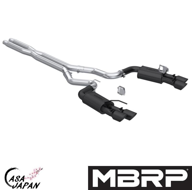 MBRP フォード マスタング GT 5.0L V8 S650 2024年~ キャットバック マフラー エキゾースト バルブなし アルミメッキ鋼 ブラック STREET +BS