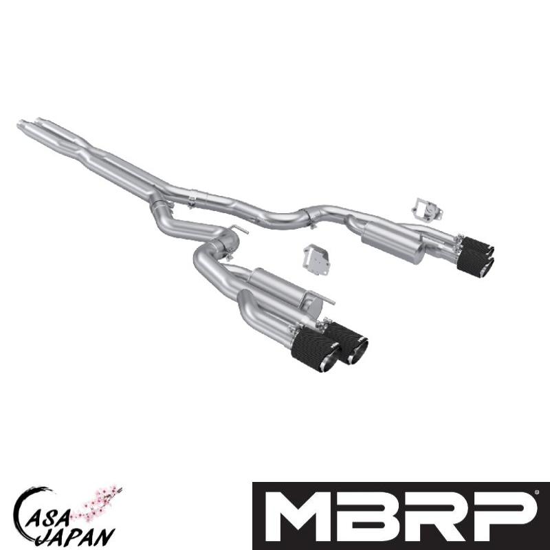 MBRP フォード マスタング GT 5.0L V8 S650 2024年~ キャットバック マフラー エキゾースト バルブなし T304ステンレス カーボンファイバーチップ RACE +BS|カーサジャパン