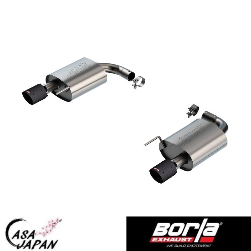 Borla フォード マスタング GT 5.0L V8 クーペ・コンバーチブル アクティブバルブ無し 出口2本 2024年～ S-Type アクセルバック マフラー エキゾースト T304ステンレス カーボンファイバーチップ ボーラ +BS
