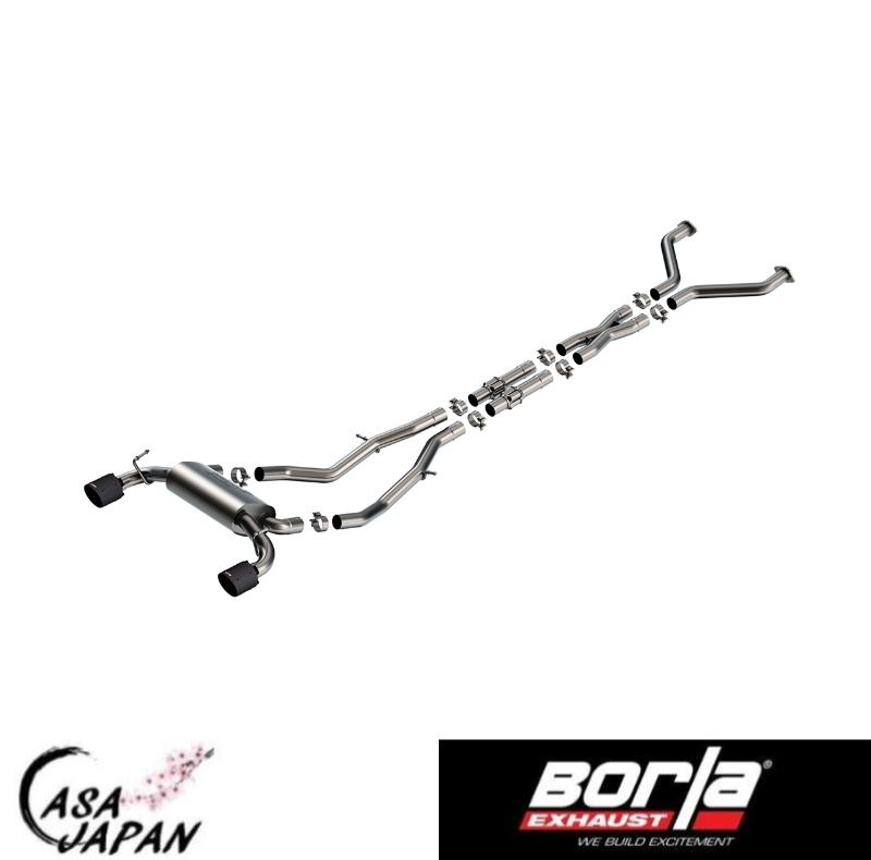 Borla 日産 ニッサン フェアレディZ 400Z RZ34 NISMO VR30DDTT 3.0L-TT AT/MT RWD 2ドア 2022年~ S-Type キャットバック マフラー エキゾースト T304ステンレス カーボンファイバーチップ ボーラ +BS