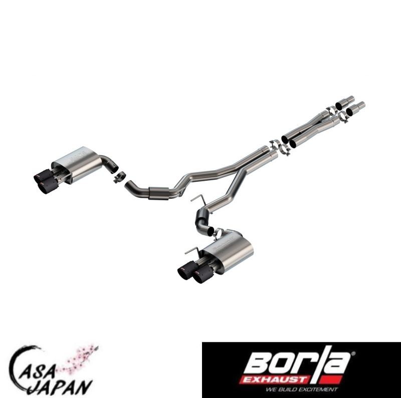 Borla フォード マスタング GT 5.0L V8 クーペ アクティブバルブ無し 出口2本→４本コンバージョン 2024年～ S-Type キャットバック マフラー エキゾースト T304ステンレス カーボンファイバーチップ ボーラ +BS 256,500円
