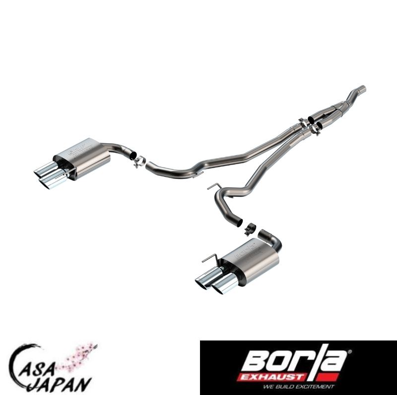 Borla マスタング 2.3L エコブースト AT RWD クーペ・コンバーチブル 出口2本&rarr;4本コンバージョン 2024年～ ATAK キャットバック マフラー エキゾースト T304ステンレス ポリッシュチップ ボーラ +BS｜カーサジャパン 177,500円