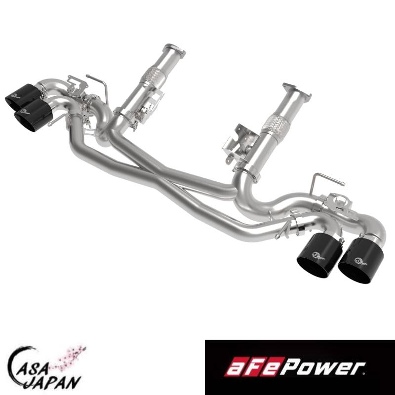 aFe シボレー コルベット C8 6.2L NPPバルブ付き 2020-2025年 馬力+7hpアップ!! エキゾースト マフラー MACH Force-Xp タイコ無し T304ステンレス ブラックチップ エーエフイーパワー +BS｜カーサジャパン