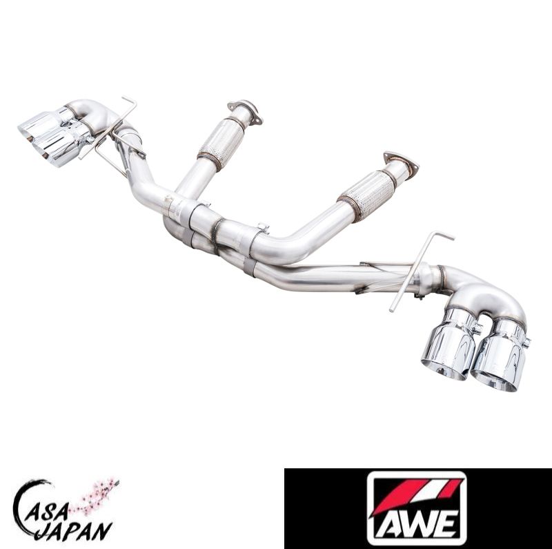 AWE シボレー コルベット スティングレイ C8 6.2L V8 2020年~ キャットバック 馬力+19hpアップ!! エキゾースト マフラー ステンレス ポリッシュチップ TRACK 税込み！送料込み！AWE チューニング +BS｜カーサジャパン